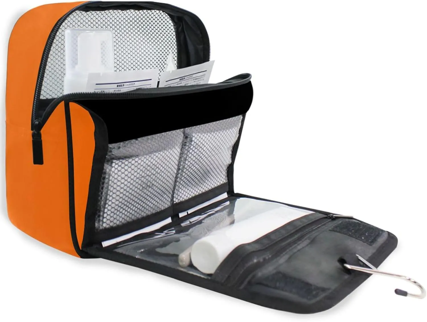 Hanging Travel Makeup Organizer with Hook Orange Toiletry Hanging Bag for Women
