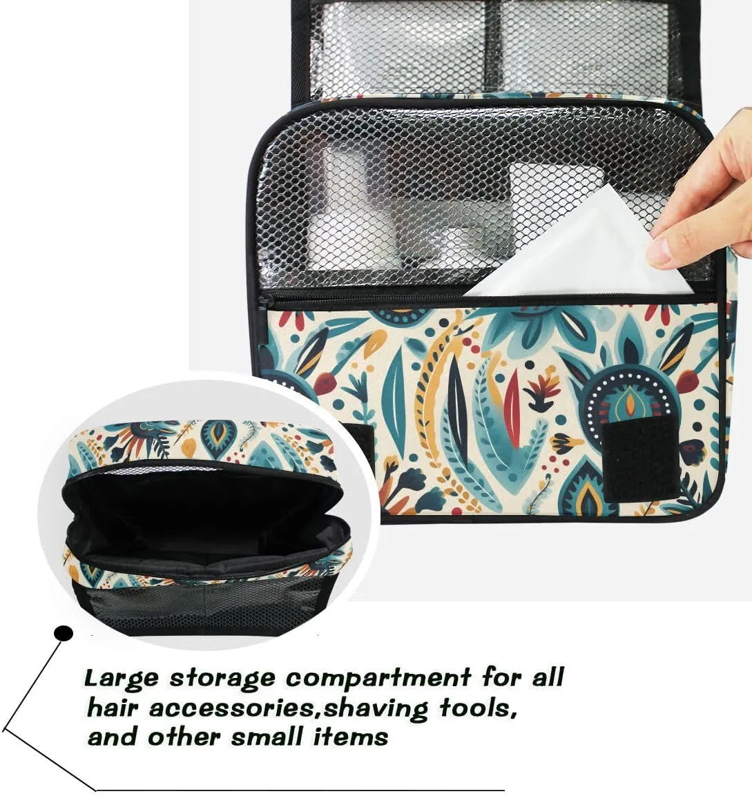 Hanging Travel Toiletry Bag 3565 Retro Indian Mandala Kit Makeup Case Cosmetics Organizer for Men Women