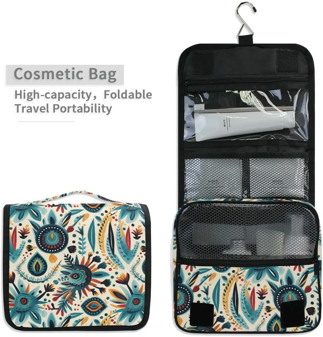 Hanging Travel Toiletry Bag 3565 Retro Indian Mandala Kit Makeup Case Cosmetics Organizer for Men Women