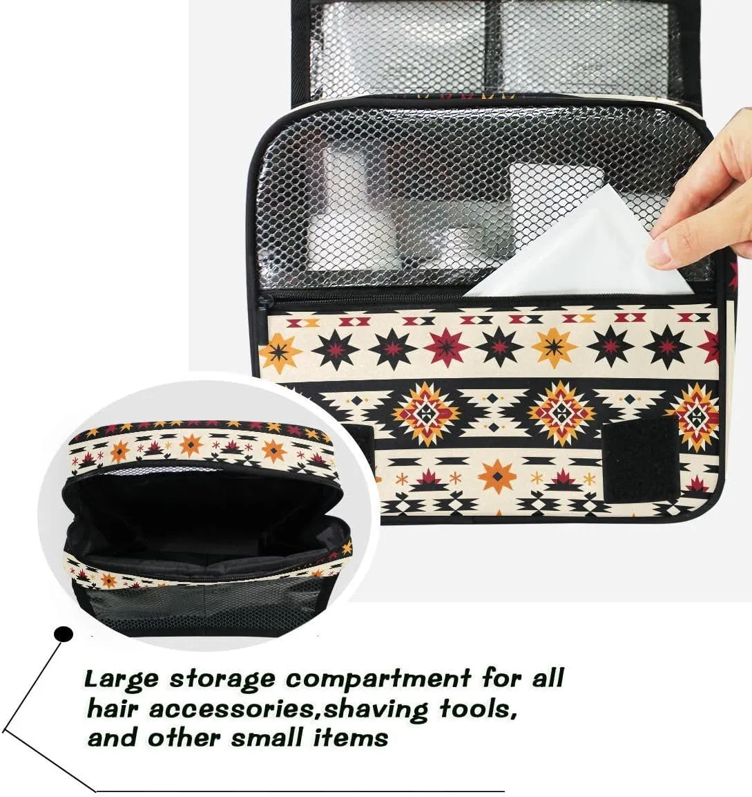 Hanging Travel Toiletry Bag Aztc Western Indian Kit Makeup Case Cosmetics Organizer for Men Women