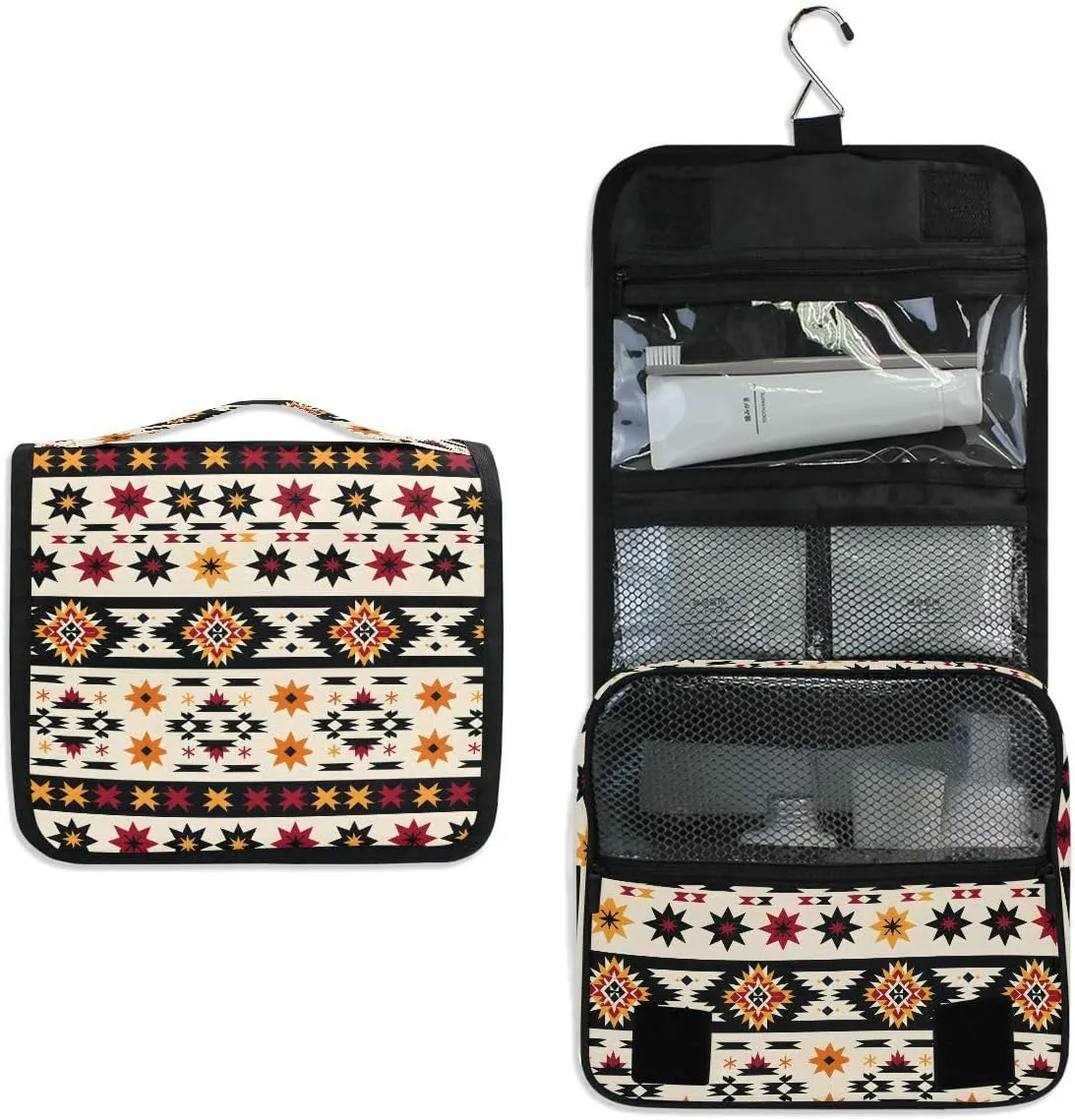 Hanging Travel Toiletry Bag Aztc Western Indian Kit Makeup Case Cosmetics Organizer for Men Women