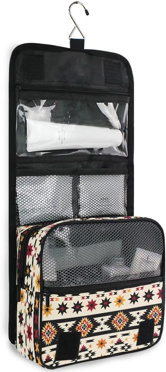 Hanging Travel Toiletry Bag Aztc Western Indian Kit Makeup Case Cosmetics Organizer for Men Women