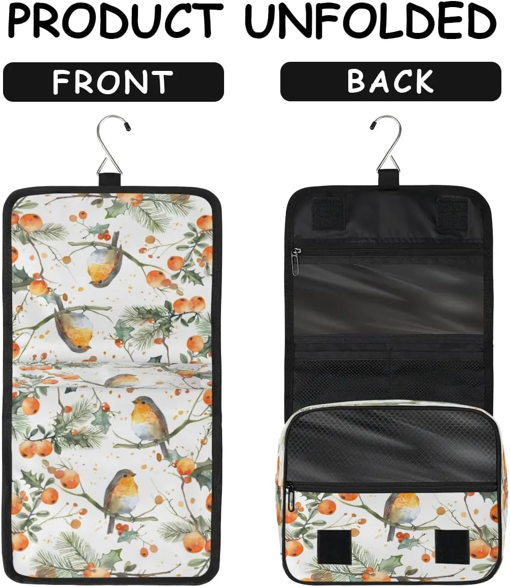 Hanging Travel Toiletry Bag Bird Tree Toiletry Bags with Hanging Hook Portable Cosmetic Bag Makeup Organizer for Travel Business Trip