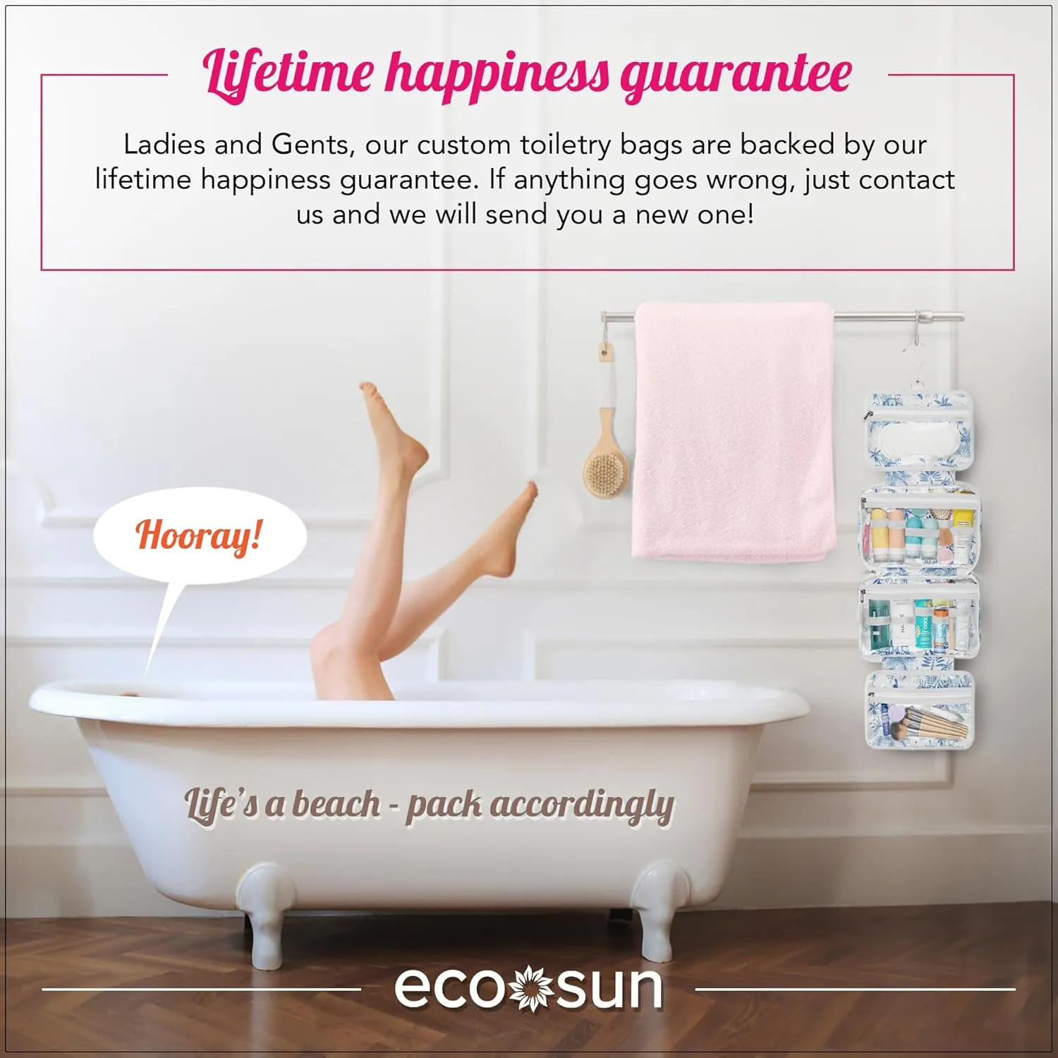 Hanging Travel Toiletry Bag — Designed in Hawaii — Water-resistant Travel Organizer for Bathroom Accessories