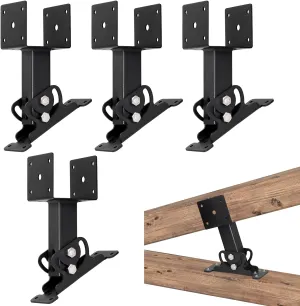 Heavy Duty Roof Riser Brackets Kit, Adjustable Roof Riser Beam Mount Brackets for Roof Pergola Gazebo (Black - Set 4)