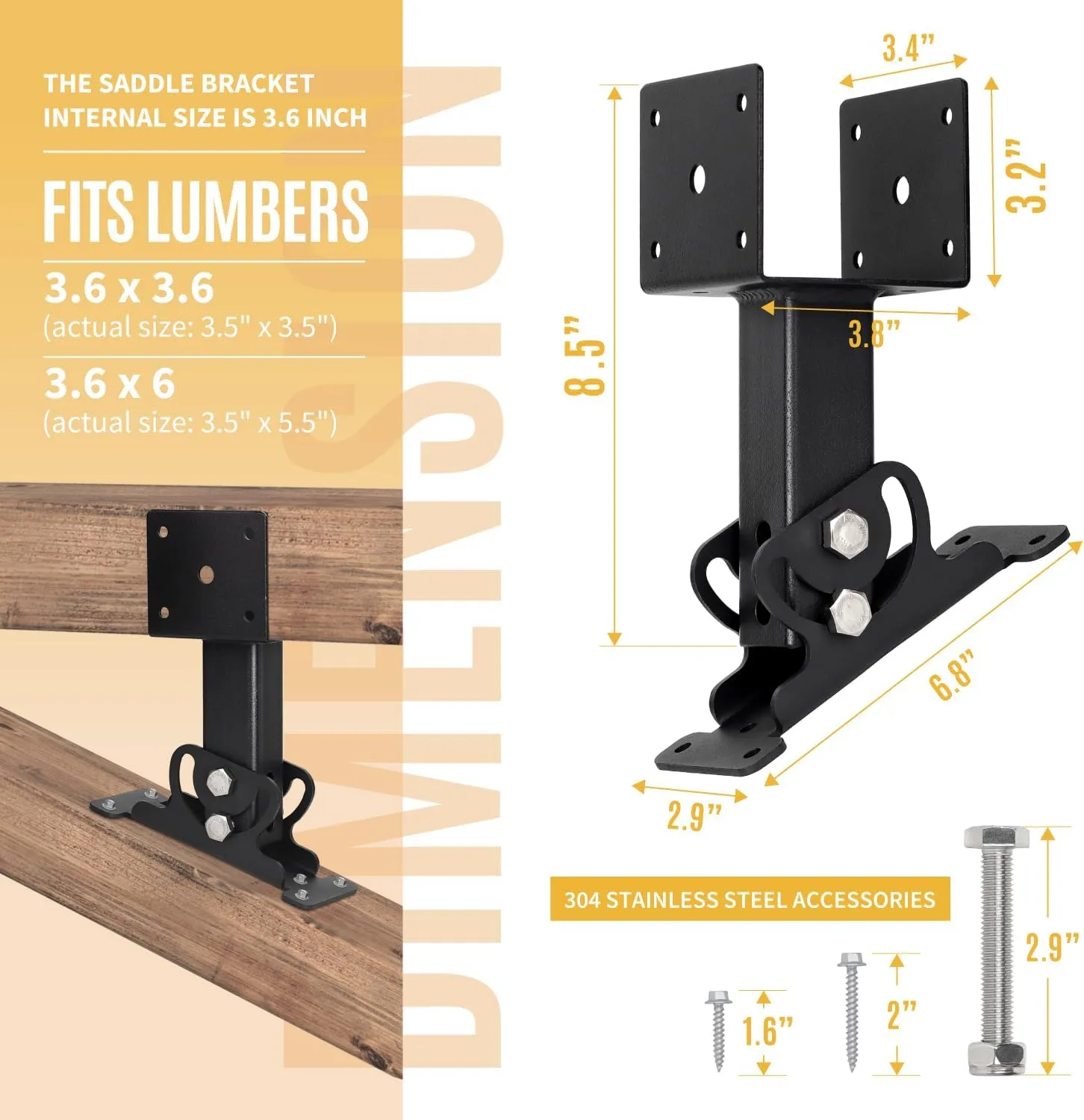 Heavy Duty Roof Riser Brackets Kit, Adjustable Roof Riser Beam Mount Brackets for Roof Pergola Gazebo (Black - Set 4)