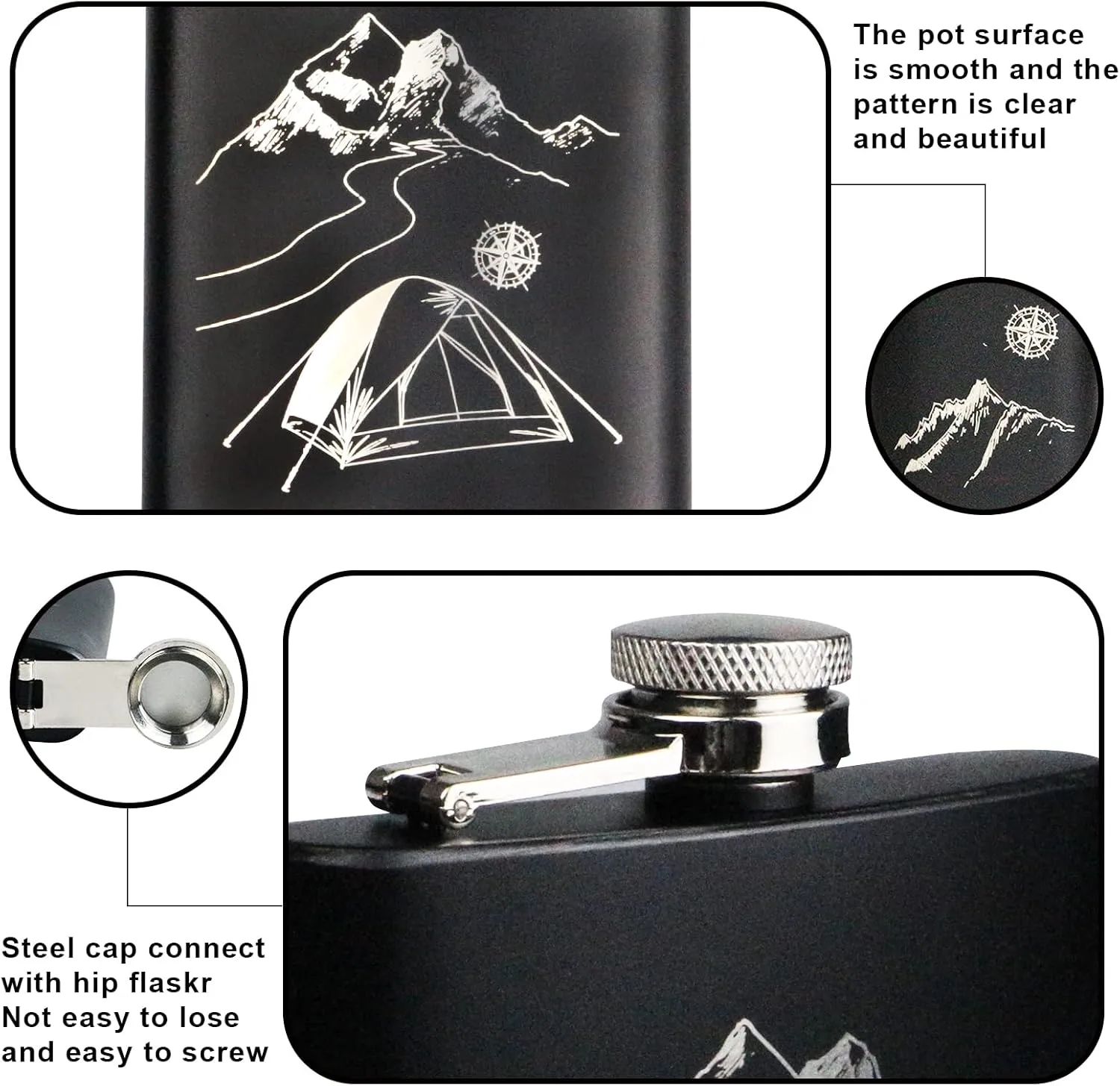 Hip Flask Set Stainless Steel Flask of Gifts for Men 8OZ Bar Party Camping Barbecue Portable Pocket Flask