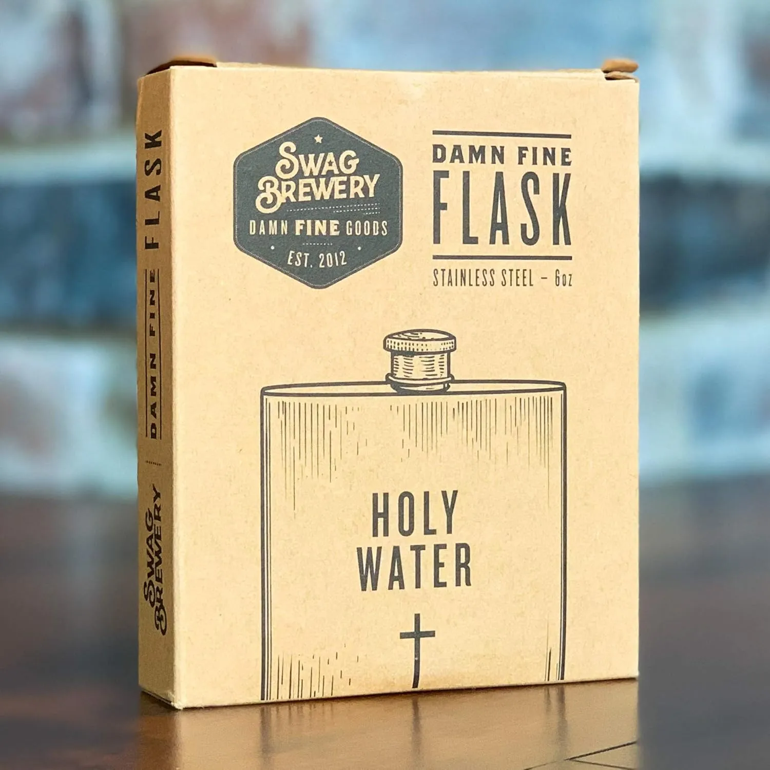 HOLY WATER | Damn Fine Hip Flask | 6oz Stainless Steel | Funny Men's, Religious, Atheist Gift for Whiskey, Church, and Jesus Lovers | Give One To Your Pastor!