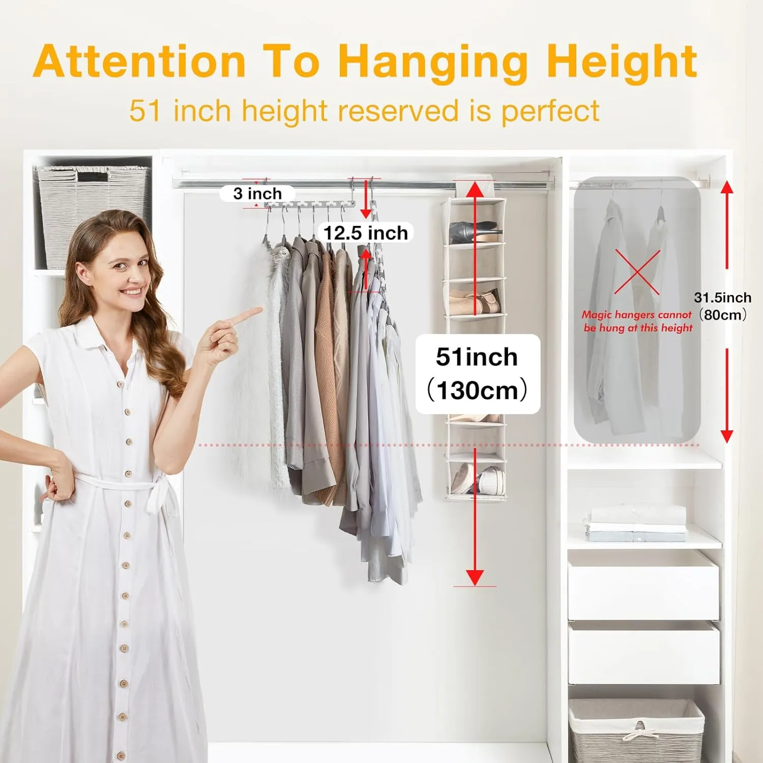 HOUSE DAY Space Saving Hangers for Clothes 12 Pack, Heavy Duty Hanger Organizer 30 Lbs Capacity, Metal Magic Hanger, Sturdy Multi Hangers, Closet Space Saver Closet Organizers and Storage