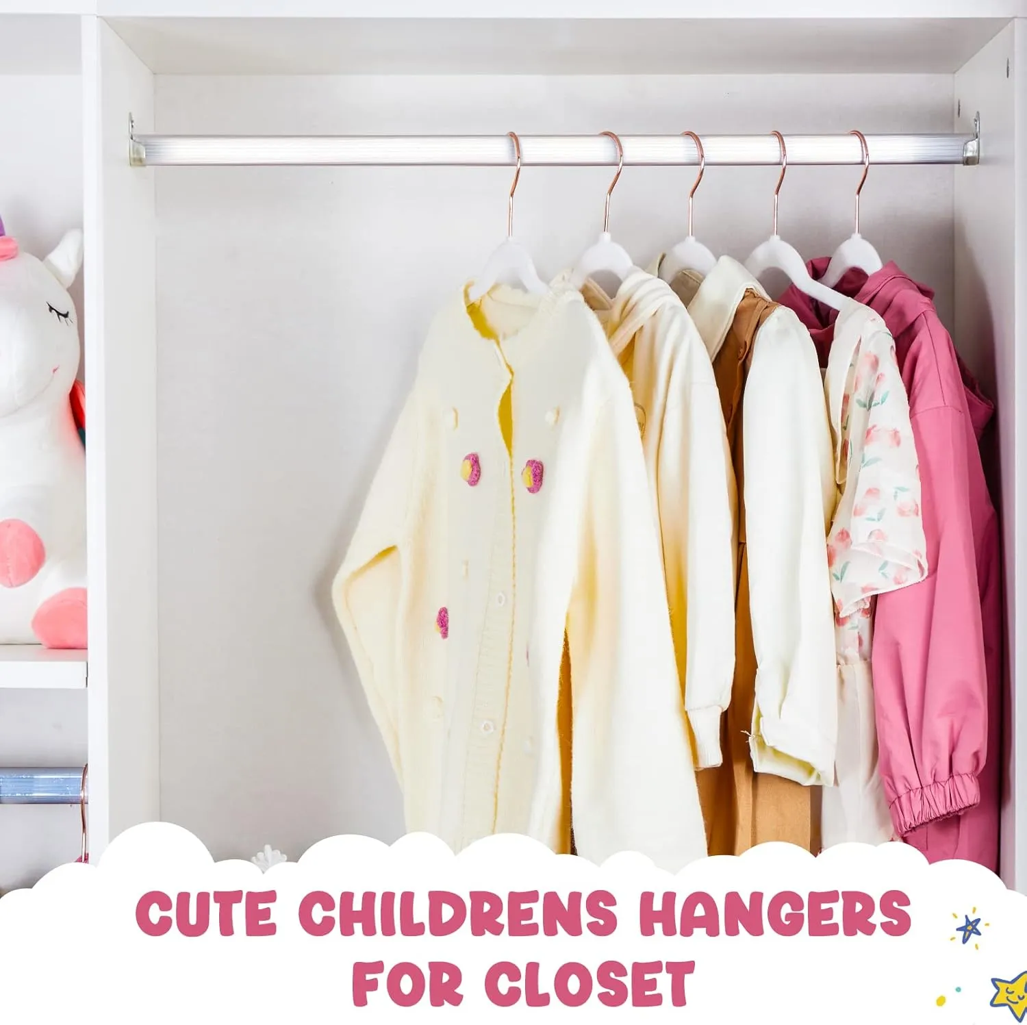 HOUSE DAY Velvet Kids Hangers 60 Pack, Premium Childrens Hangers for Closet, Ultra Thin Cute Clothes Hanger, Non Slip Small Felt Hanger 14 Inch for Kids Clothes, White