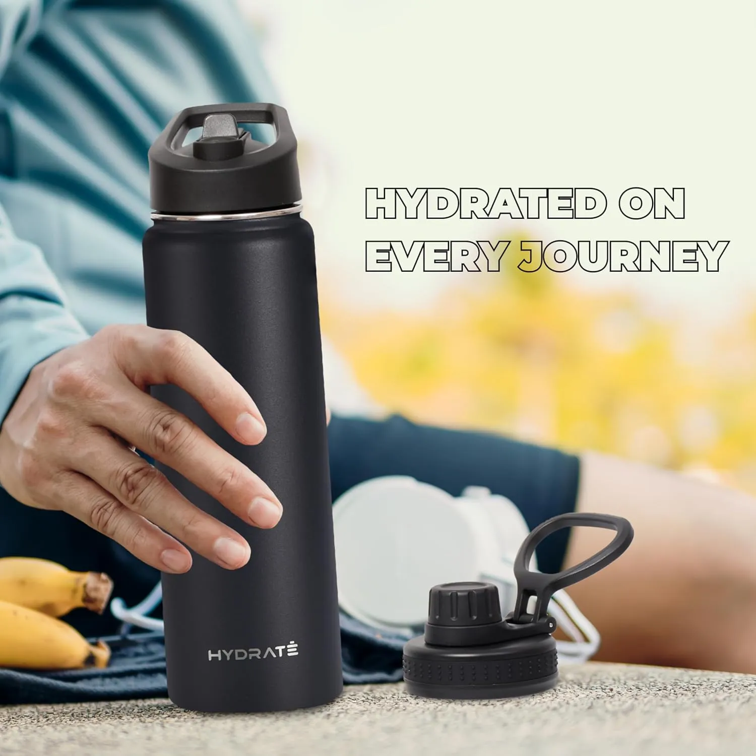 HYDRATE Water Bottle Insulated - Stainless Steel Water Bottles - Reusable Flask with Leak-Proof Design and Convenient Handle - Double Vacuum Insulated Water Bottle