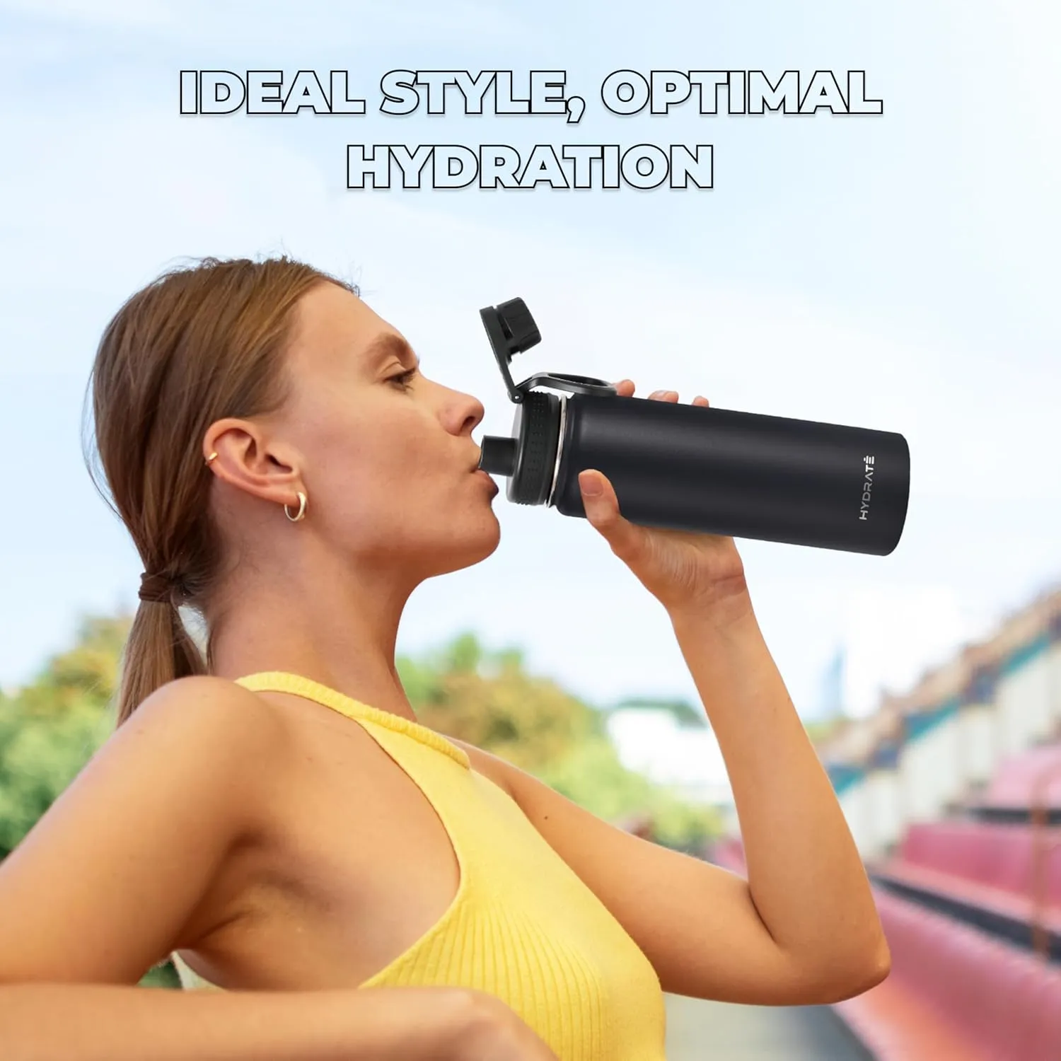 HYDRATE Water Bottle Insulated - Stainless Steel Water Bottles - Reusable Flask with Leak-Proof Design and Convenient Handle - Double Vacuum Insulated Water Bottle