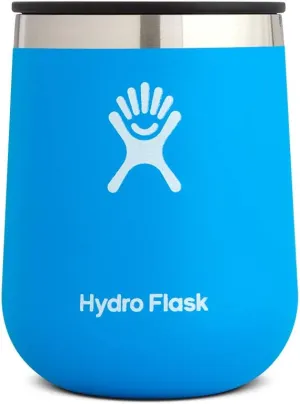 Hydro Flask 10 Ounce Double Wall Vacuum Insulated Stainless Steel Stemless Wine Tumbler Glass with Press-In Lid, Pacific