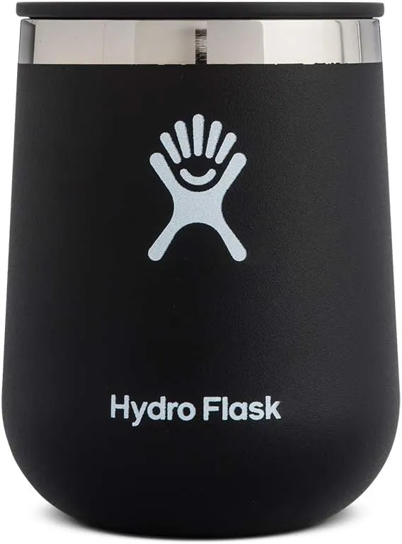 Hydro Flask 10 oz Wine Tumbler - Stainless Steel & Vacuum Insulated - Press-In Lid - Black