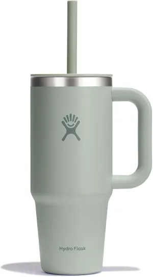 Hydro Flask 24 Oz Travel Tumbler with Handle, Lid and Straw - Insulated Stainless Steel in 24 Oz Agave Green