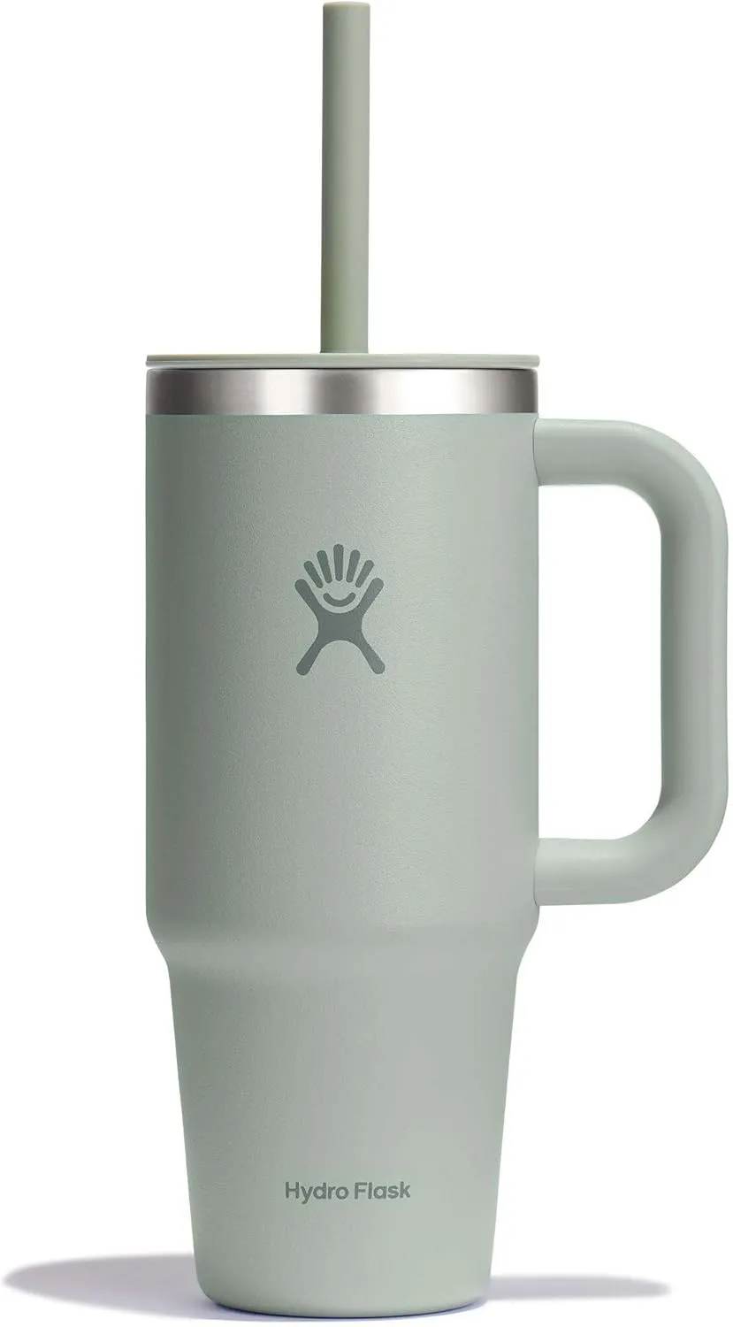 Hydro Flask 24 Oz Travel Tumbler with Handle, Lid and Straw - Insulated Stainless Steel in 24 Oz Agave Green