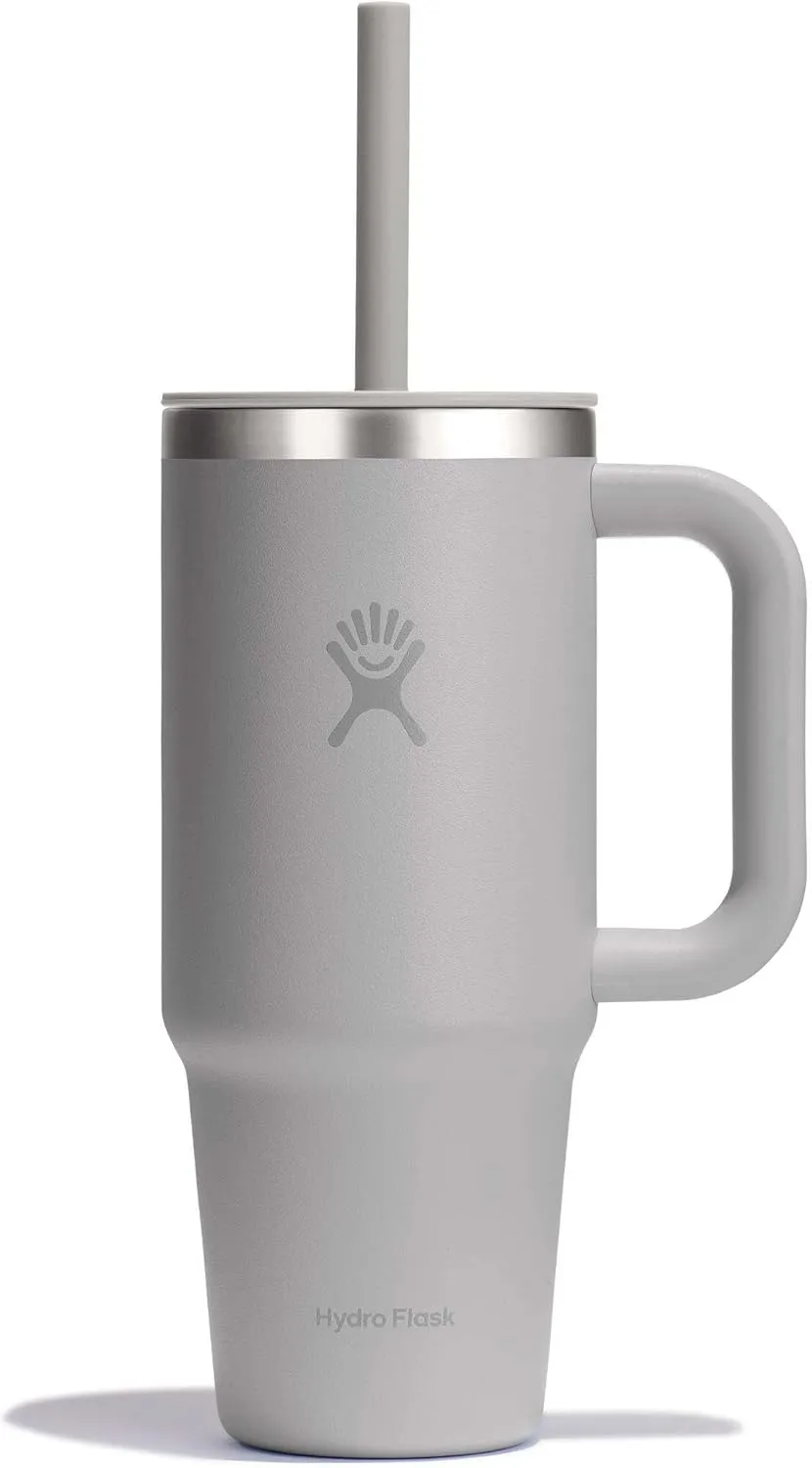 Hydro Flask 24 Oz Travel Tumbler with Handle, Lid and Straw - Insulated Stainless Steel in 24 Oz Birch Gray