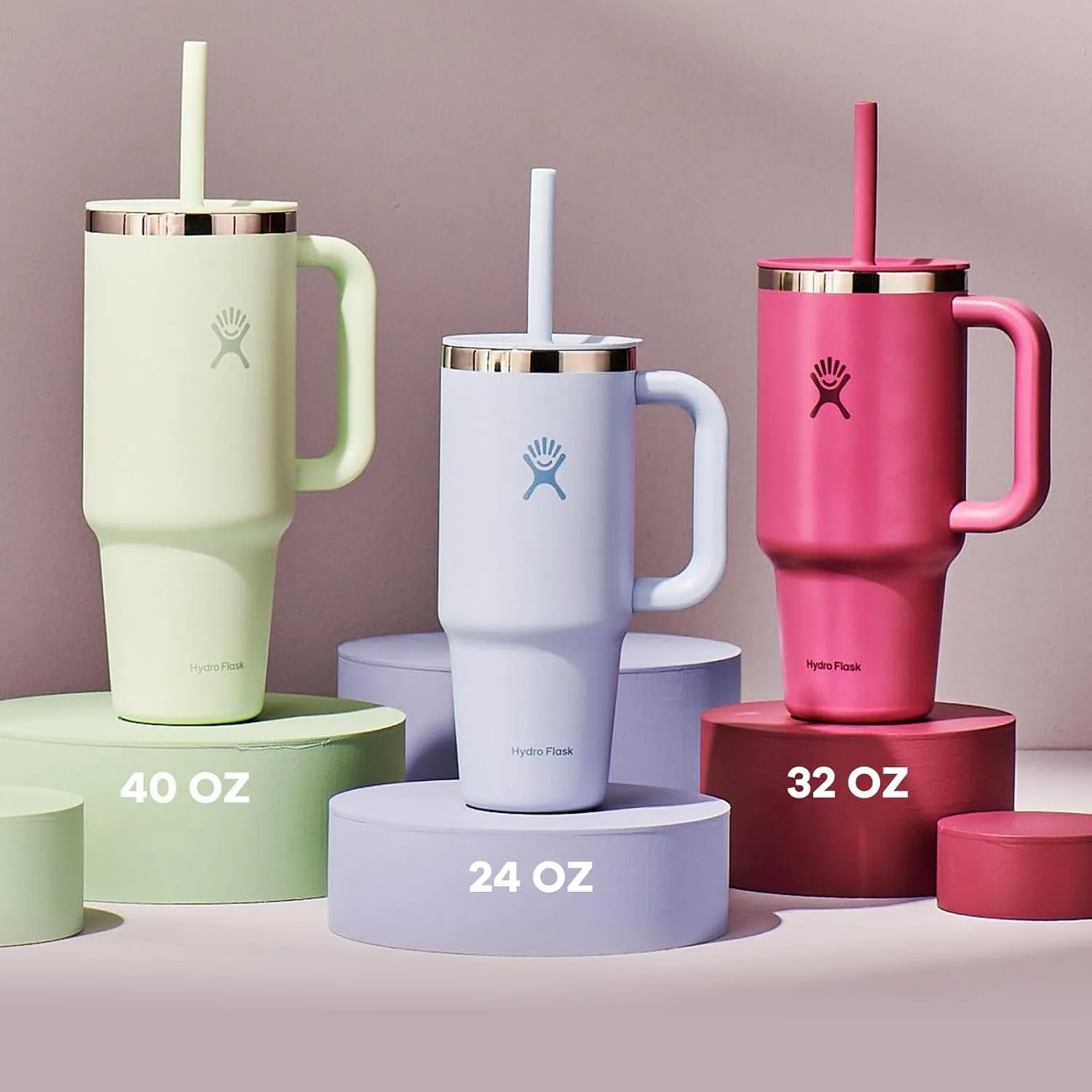 Hydro Flask 24 Oz Travel Tumbler with Handle, Lid and Straw - Insulated Stainless Steel in 24 Oz Cascade