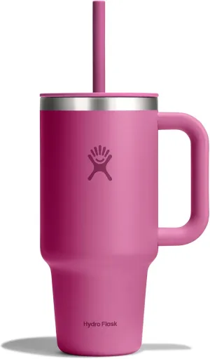 Hydro Flask 32 Oz Travel Tumbler with Handle, Lid and Straw - Insulated Stainless Steel in 32 Oz Reef Pink