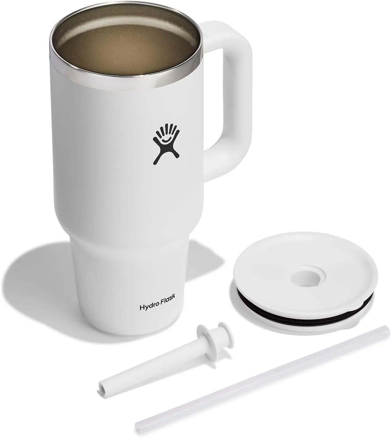 Hydro Flask 32 Oz Travel Tumbler with Handle, Lid and Straw - Insulated Stainless Steel in 32 Oz White