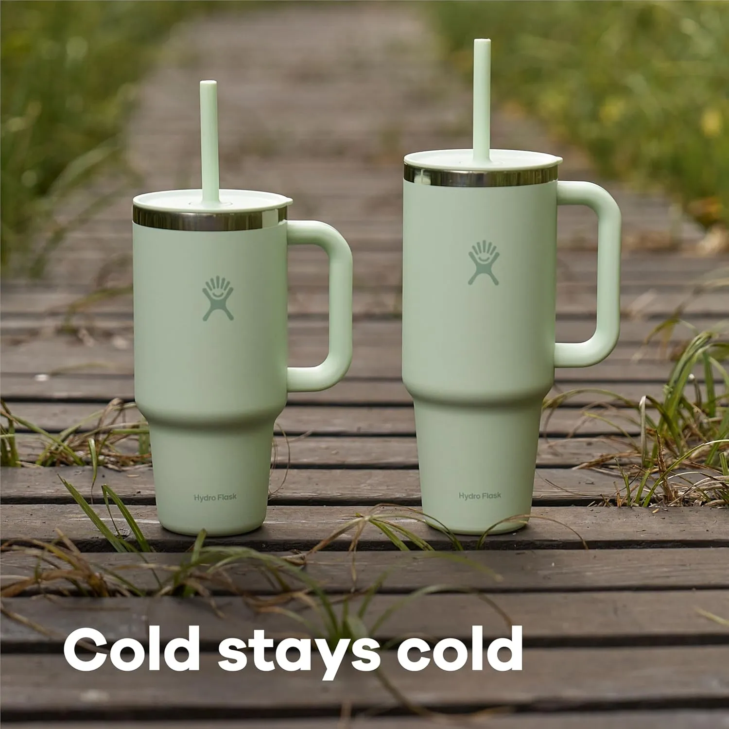Hydro Flask 40 Oz Travel Tumbler with Handle, Lid and Straw - Insulated Stainless Steel in 40 Oz Botanical Bliss Green