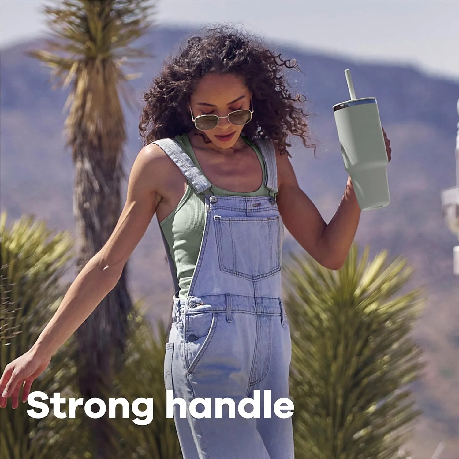 Hydro Flask 40 Oz Travel Tumbler with Handle, Lid and Straw - Insulated Stainless Steel in 40 Oz Botanical Bliss Green