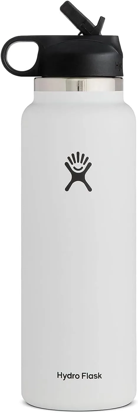 Hydro Flask 40 oz Wide Mouth Straw Lid White