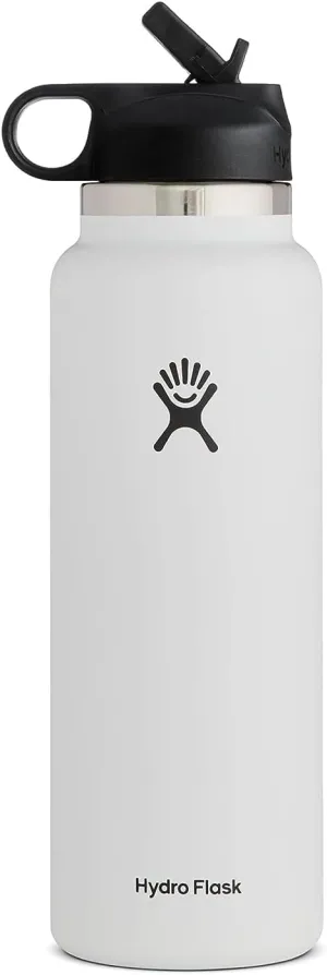 Hydro Flask 40 oz Wide Mouth Straw Lid White