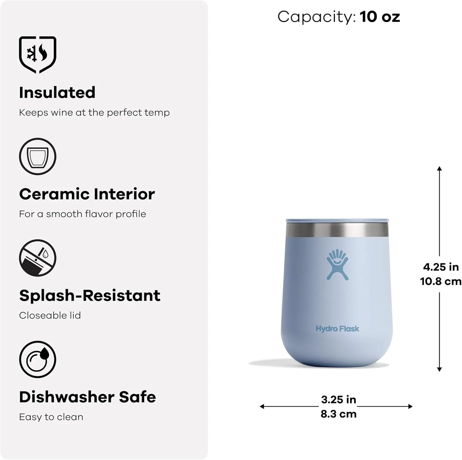 Hydro Flask Ceramic Wine Tumbler 10 Oz Black