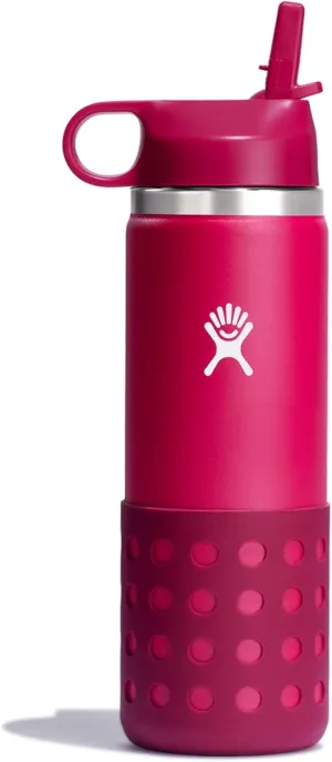 HYDRO FLASK Kids Water Bottle Jr. Stainless Steel Insulated With Straw Cap for Water, Milk, Juice, School, Camp, Sport, Play and Lunch, Easy to Clean, Leak-Resistant