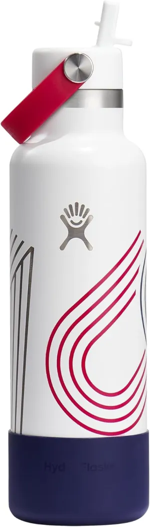 Hydro Flask USA 21 Oz Standard Mouth with Flex Straw Cap and Boot White