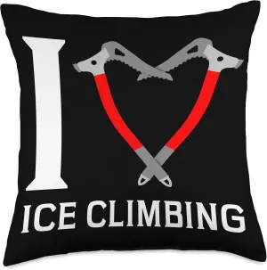 I love ice climbing ice climber ice axe climbing Throw Pillow
