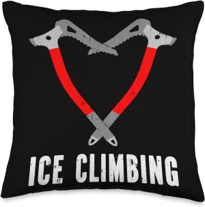 I love ice climbing ice climber ice axe climbing Throw Pillow