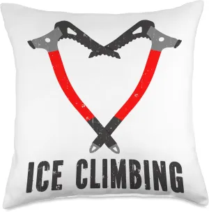 I love ice climbing ice climber ice axe climbing Throw Pillow