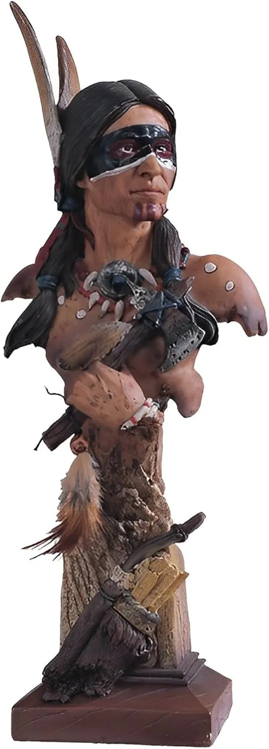 ICE ARMOR 14" H Indian Warrior Bust with Axe Statue Native American Decoration Figurine