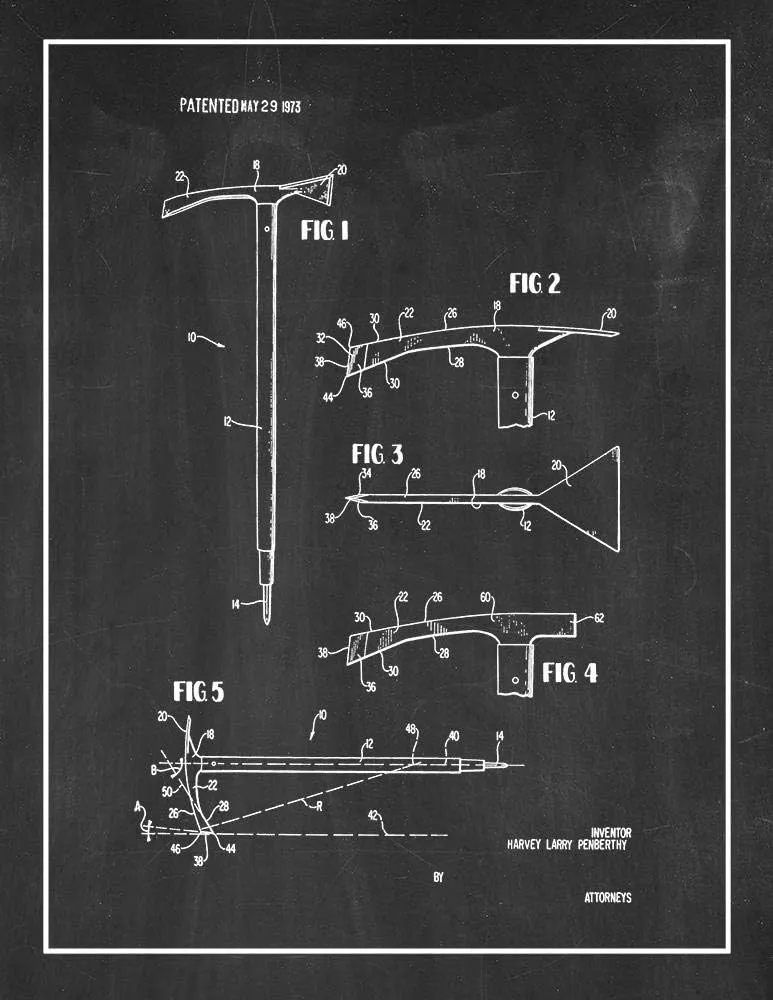 Ice Axe Patent Print Chalkboard with Border (16" x 20") M12292