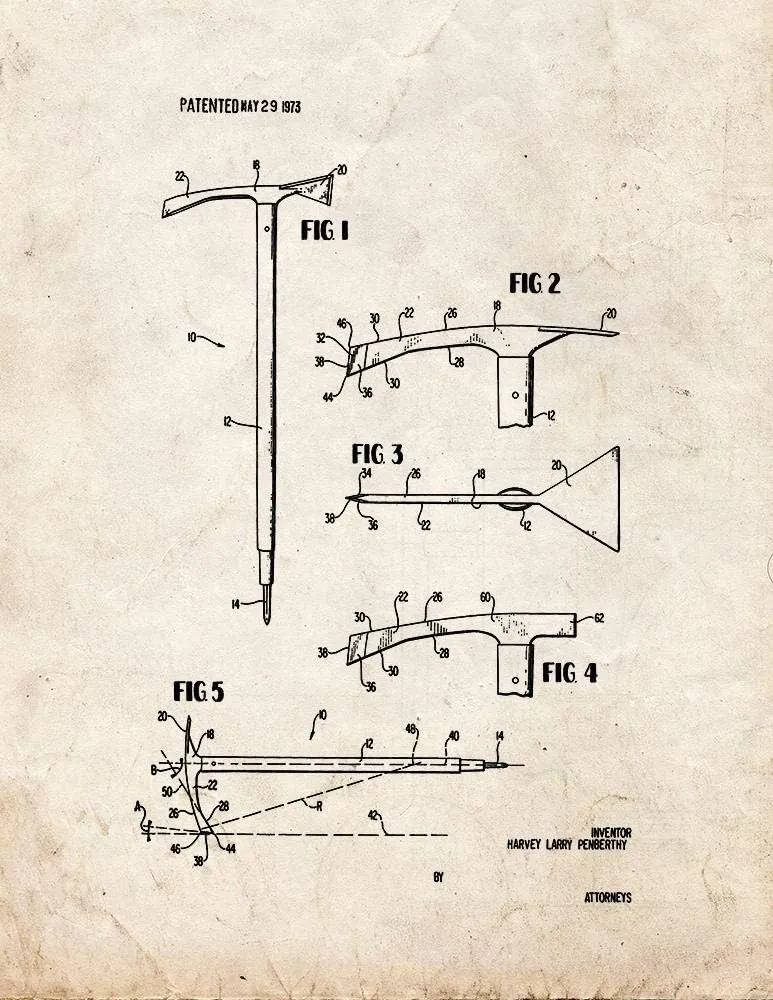 Ice Axe Patent Print Old Look (24" x 36") M12292