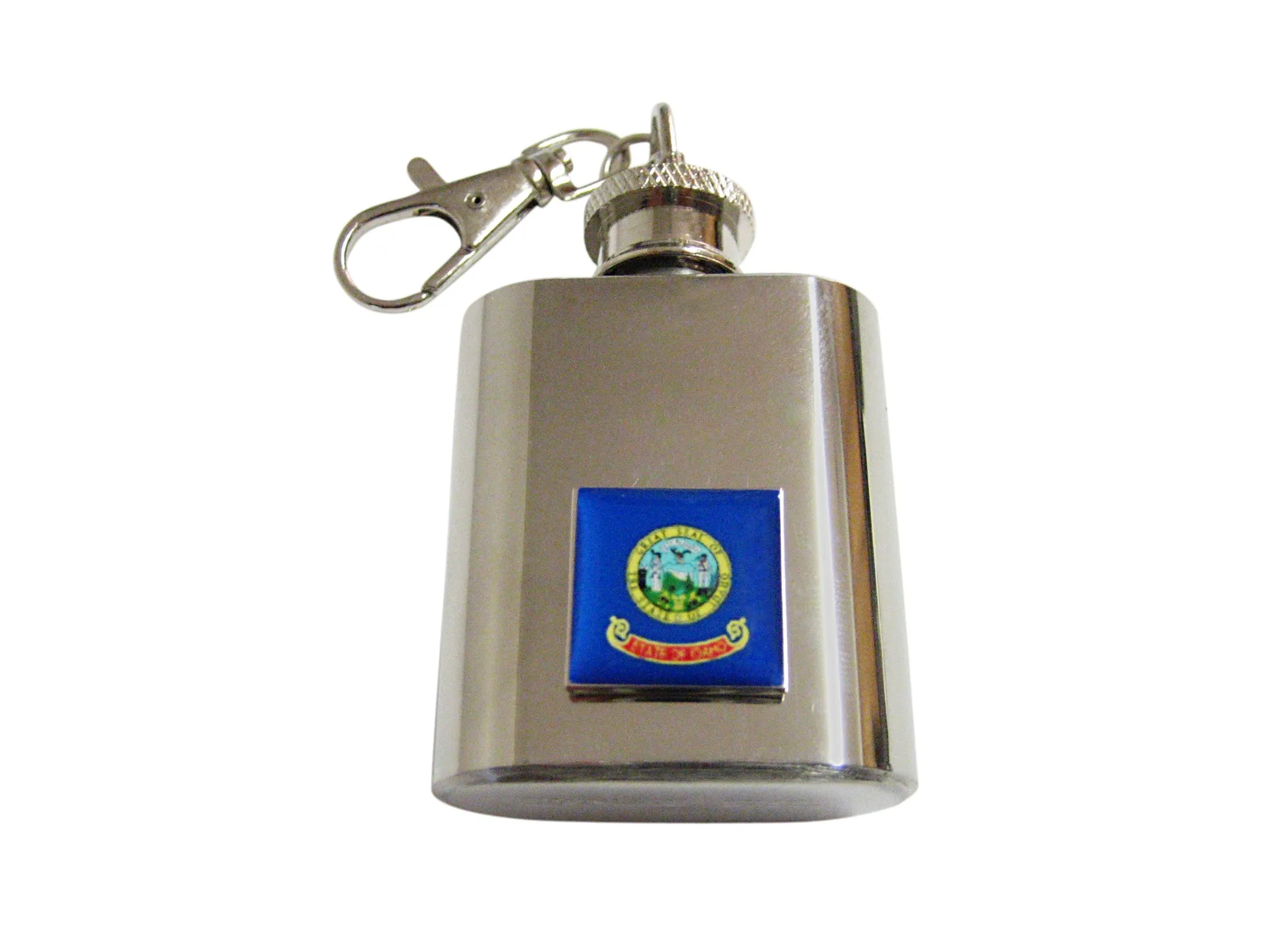 Idaho State Flag Pendant 1 Oz. Stainless Steel Key Chain Flask