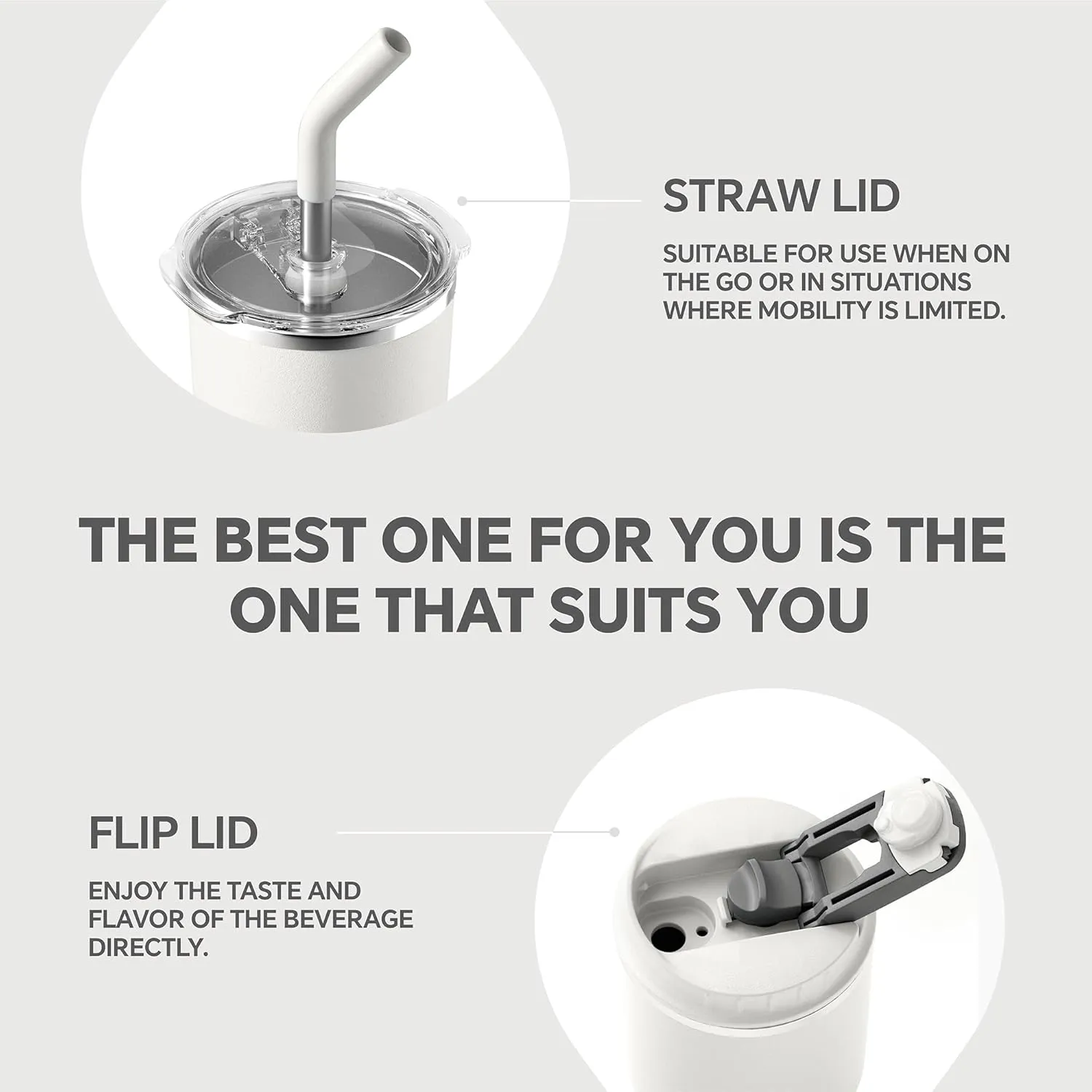 Ideus 24oz Insulated Travel Coffee Tumbler, Coffee Cups with Lids and Straw, Stainless Steel Coffee Mug, Double Wall Vacuum Flask for Adult Men and Women, White