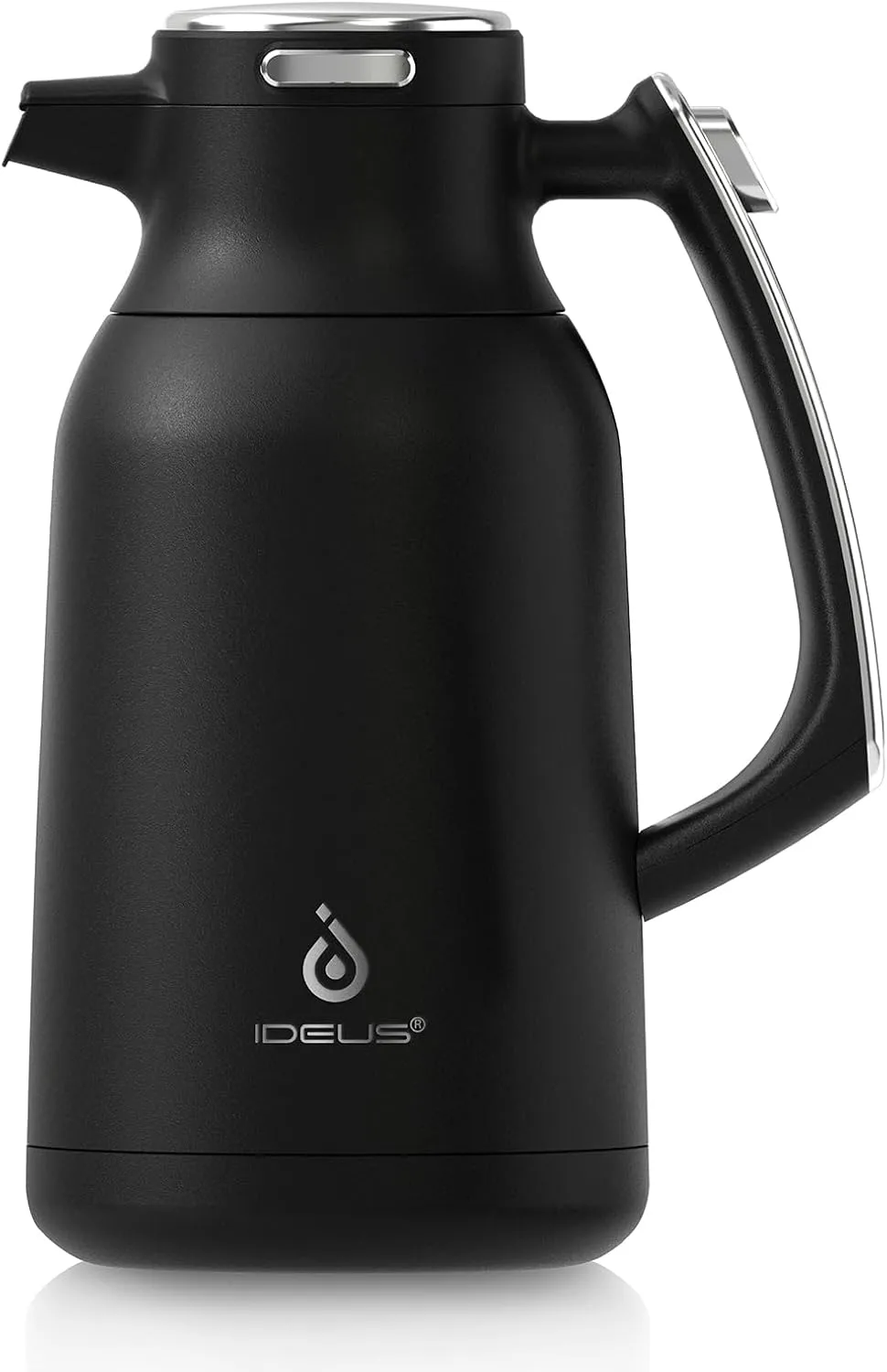 IDEUS 68 oz Stainless Steel Thermal Coffee Carafe, Double Wall Insulated Vacuum Flask, Water Coffee and Beverage Dispenser, 12 Hour Heat 24 Hour Cold Retention (Black)