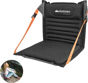 Inflatable Seat Cushion, Portable Chairs with Back Support, Foldable and Lightweight Seating for Camping/Sporting Events, Adjustable Straps, Stadium Seats with Storage Bag, Lounge Chair