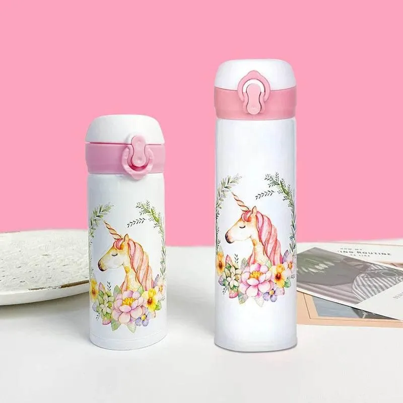 Insulated Unicorn Vacuum Flask  Stylish Stainless Steel Water Bottle with Lid