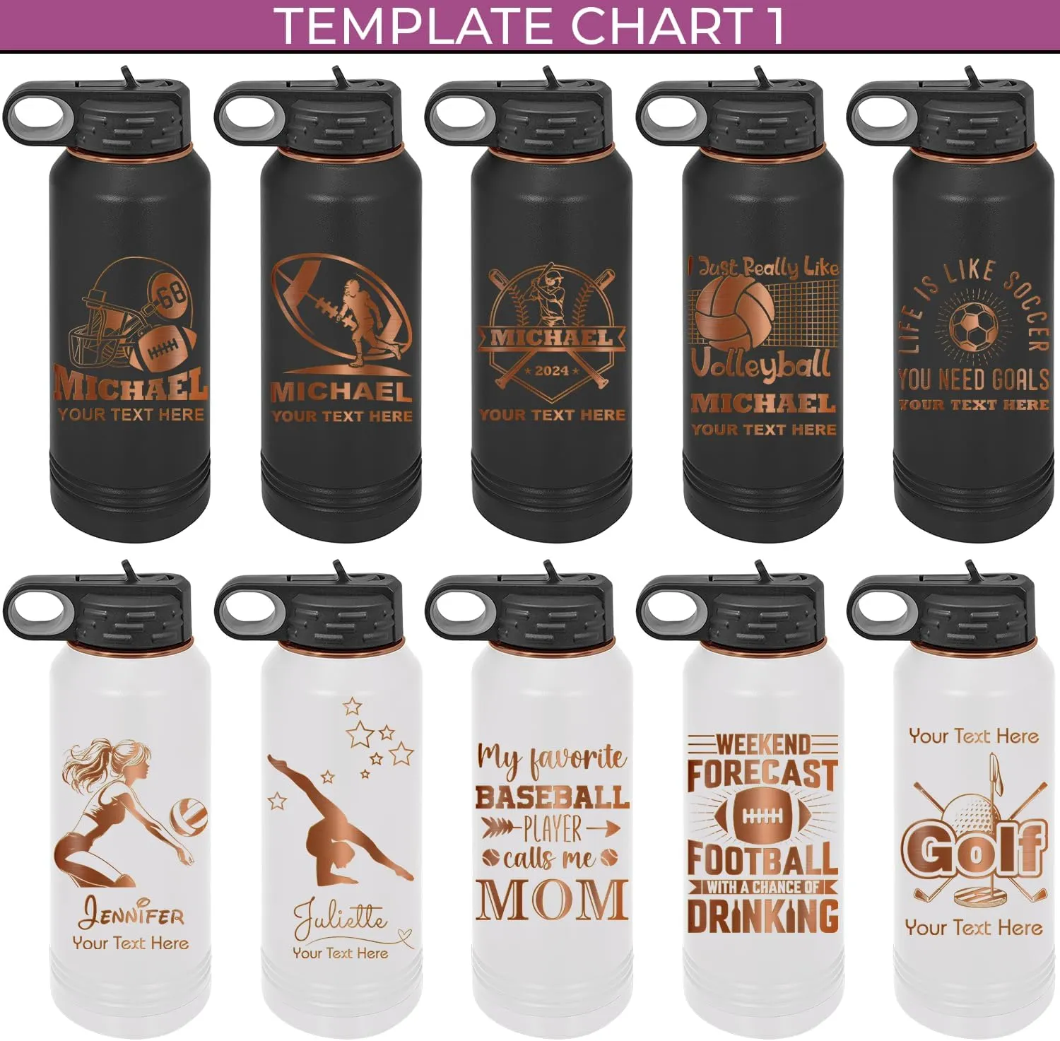 iProductsUS Personalized Water Bottle with Name for Sports, 32oz ION-Plated Stainless Steel Engrave Custom Water Flask with Flip-top Lid and Straw, Customized Double Wall Thermos
