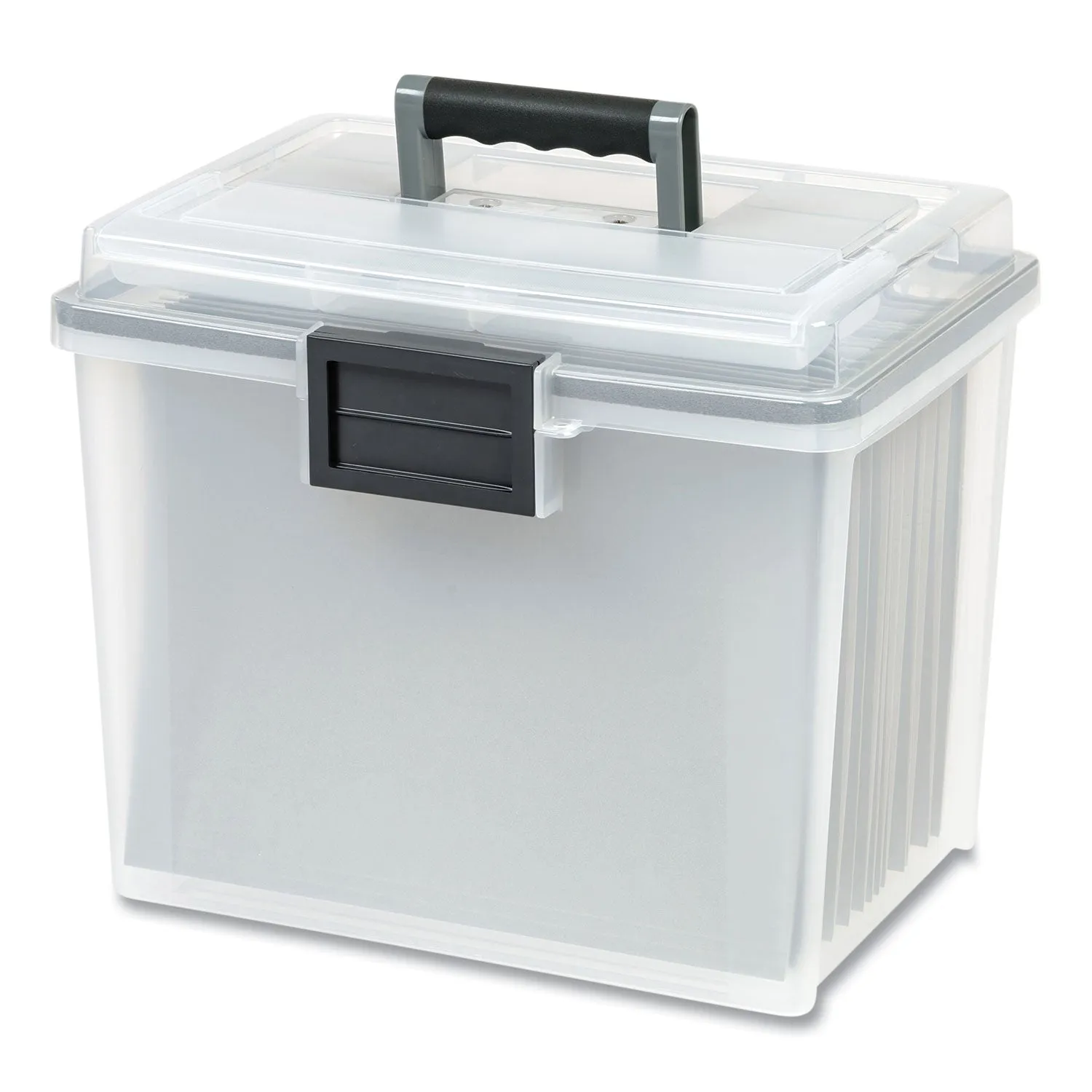 IRIS Weathertight Portable File Box, Letter Files, 13.7 X 10.4 X 11.8, Clear/gray Accents
