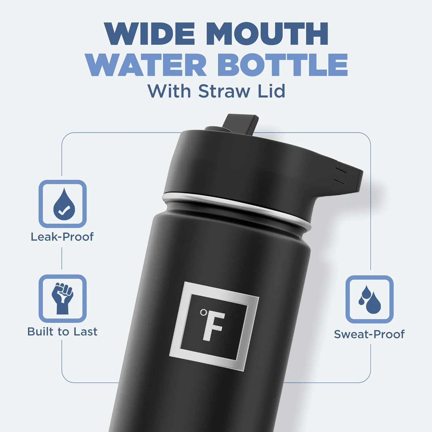 IRON °FLASK Camping & Hiking Hydration Flask with 3 Lids - Stainless Steel, Double Walled & Vacuum Insulated Water Bottle - Leak Proof & BPA Free (Bubble Gum, Straw - 22 oz)