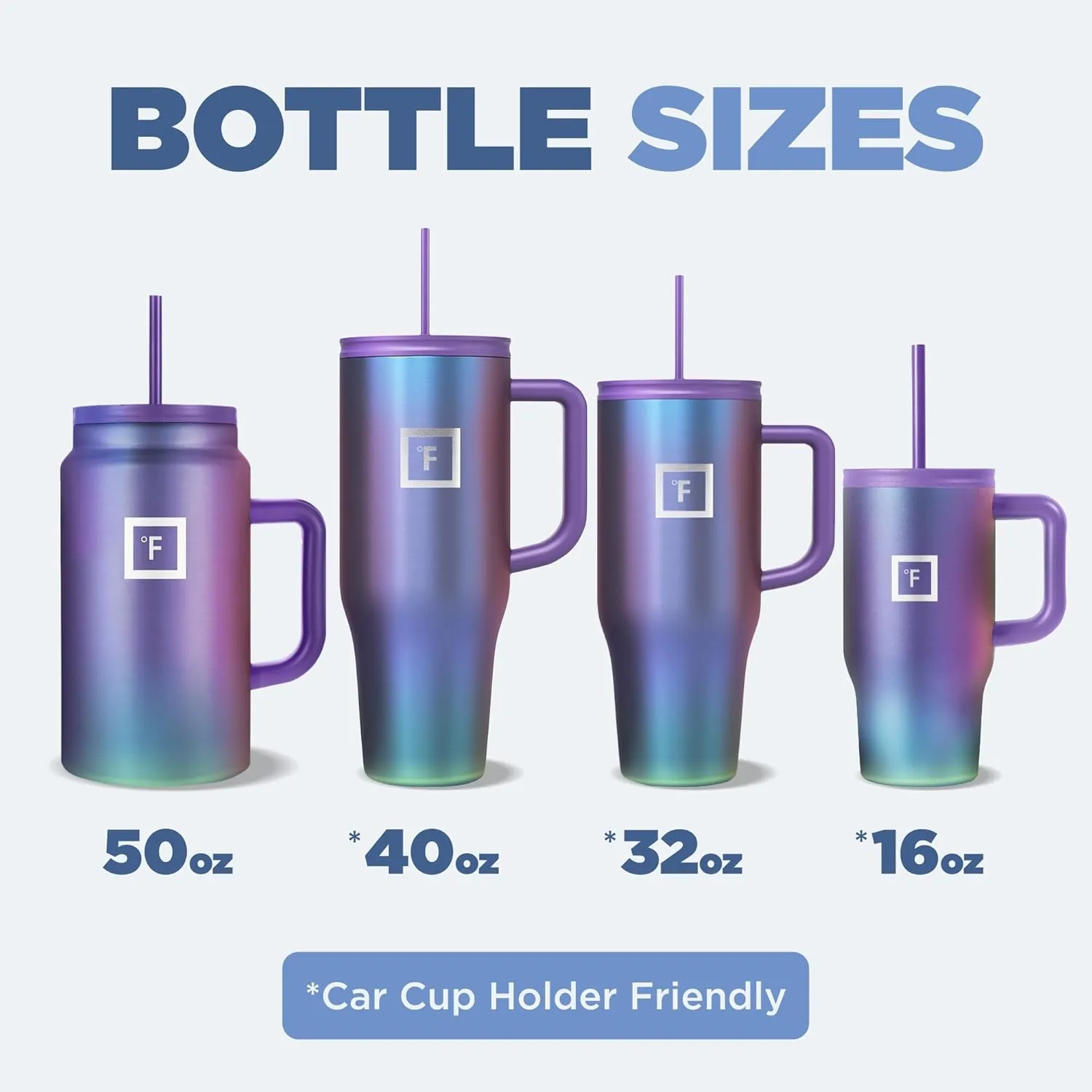 IRON °FLASK Co-Pilot Insulated Mug w/Straw & Flip Cap Lids - Cup Holder Bottle for Hot, Cold Drink - Leak-Proof - Water, Coffee Portable Travel Mug - Black, 50 Oz