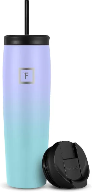 IRON °FLASK Nomad Tumbler - 2 Lids (Straw/Flip), Vacuum Insulated Stainless Steel Bottle, Double Walled, Drinking Cup, Thermos Coffee Travel Mug, Water - Cotton Candy, 28 Oz