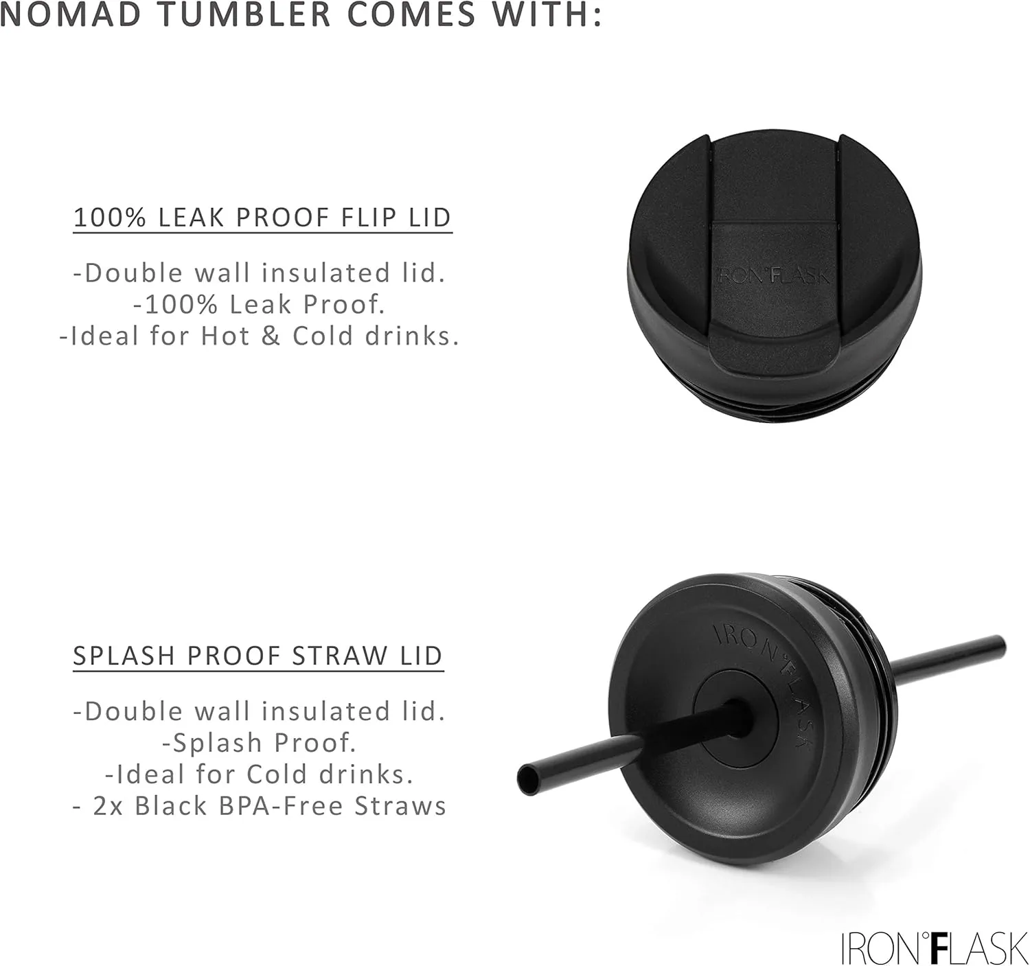 IRON °FLASK Nomad Tumbler - 2 Lids (Straw/Flip), Vacuum Insulated Stainless Steel Bottle, Double Walled, Drinking Cup, Thermos Coffee Travel Mug, Water - Cotton Candy, 28 Oz