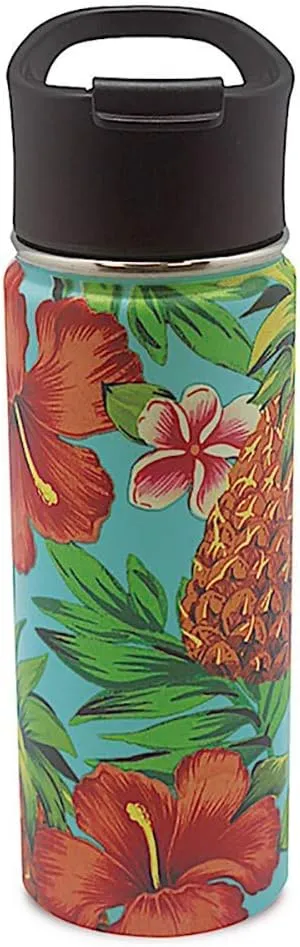 Island Heritage Hawaii Style Island Flask Tumbler Tropical Pineapple Teal