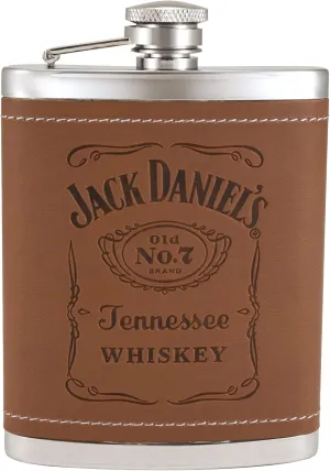 Jack Daniels Licensed Barware 5551 Label Flask, 6 oz, Silver